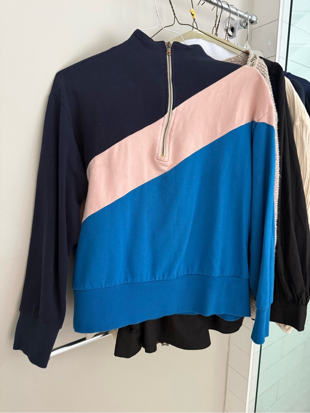 Addison bay Colorblock Half-Zip Pullover Sweatshirt in Navy, Pink & Blue